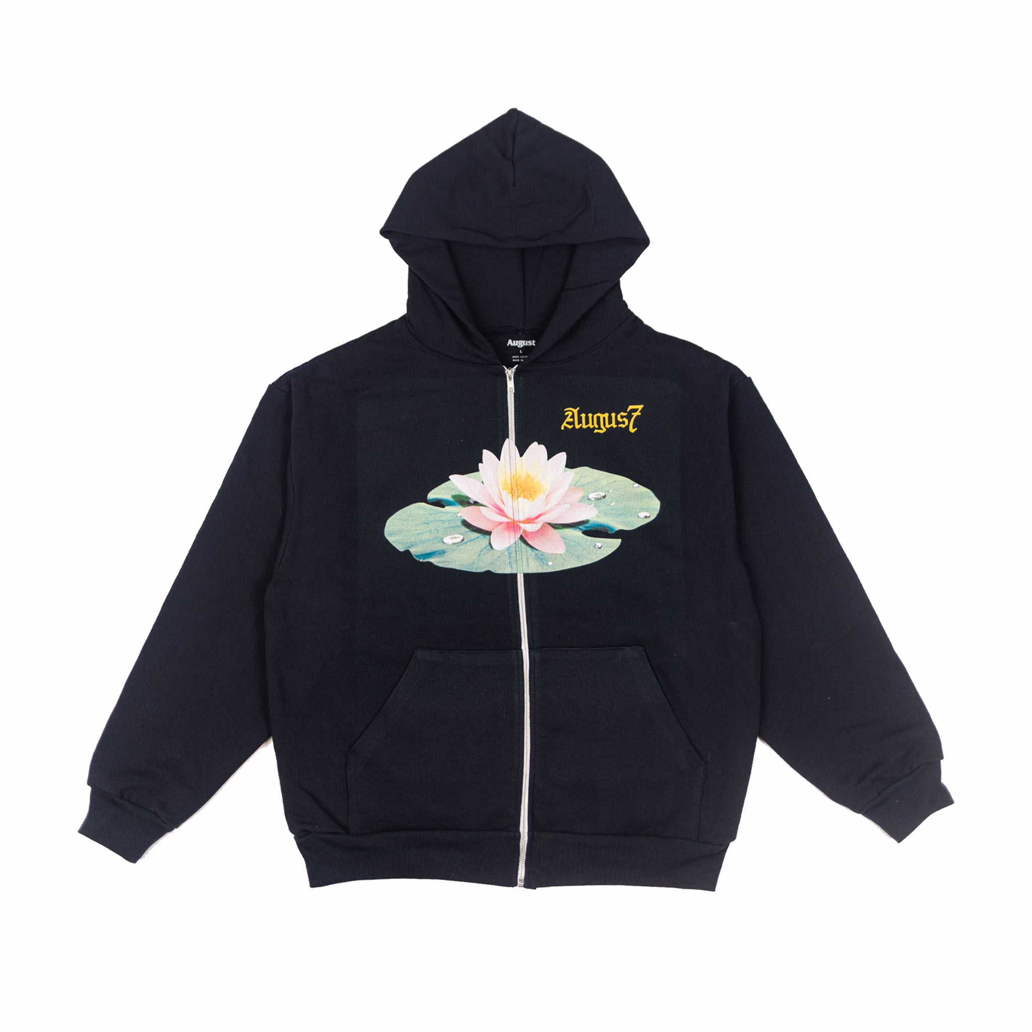 August 7 Year Anniversary &quot;Lotus Flower&quot; Zip Up Hoodie (Navy) - August Shop