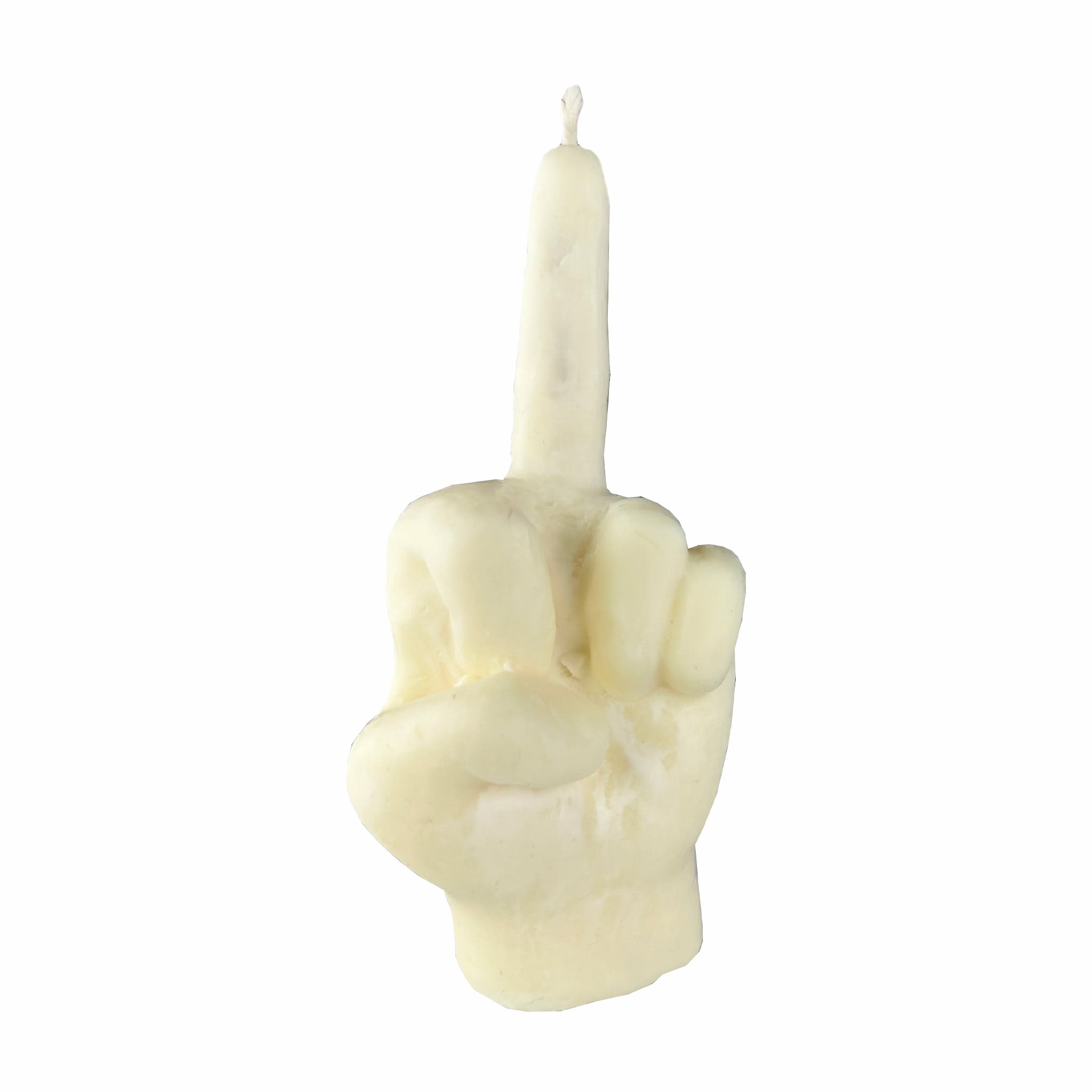 Lit Palms Icon Hand - Caribbean Teakwood Middle Finger Candle (Off White) - August Shop