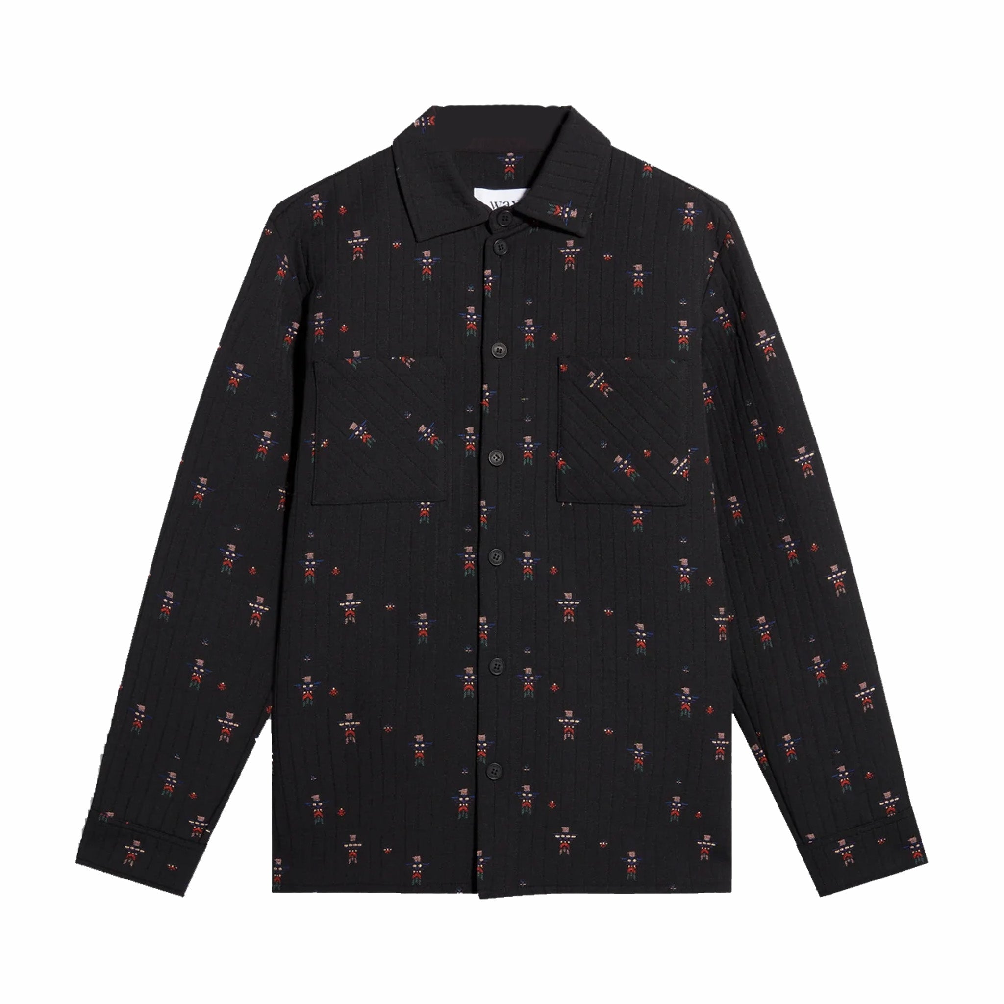 Wax London Whiting Overshirt - Quilted Totem (Black) - August Shop