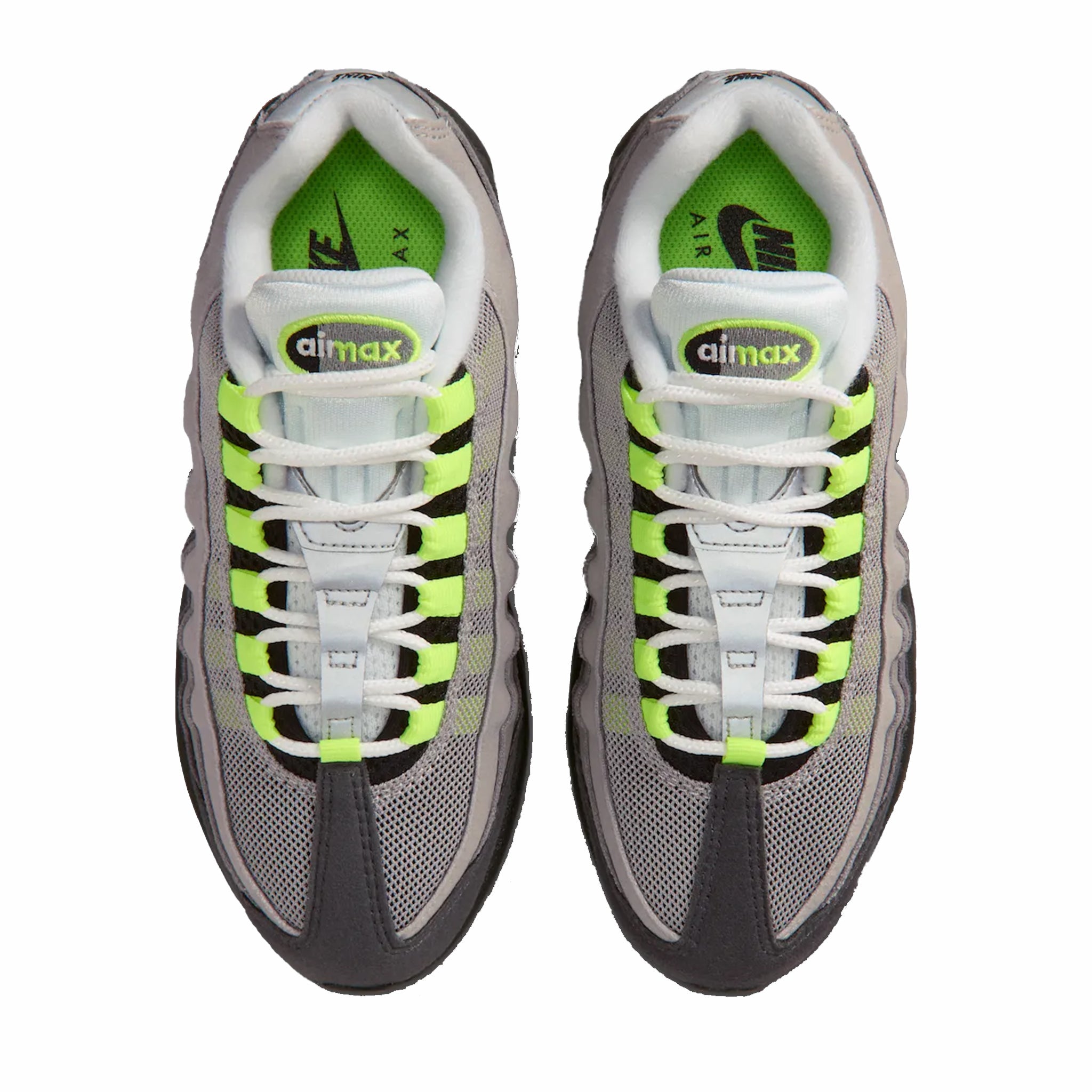 Nike Grade School Air Max 95 OG “Neon” Big Bubble (Black/Cool Grey-Neon Yellow) - August Shop