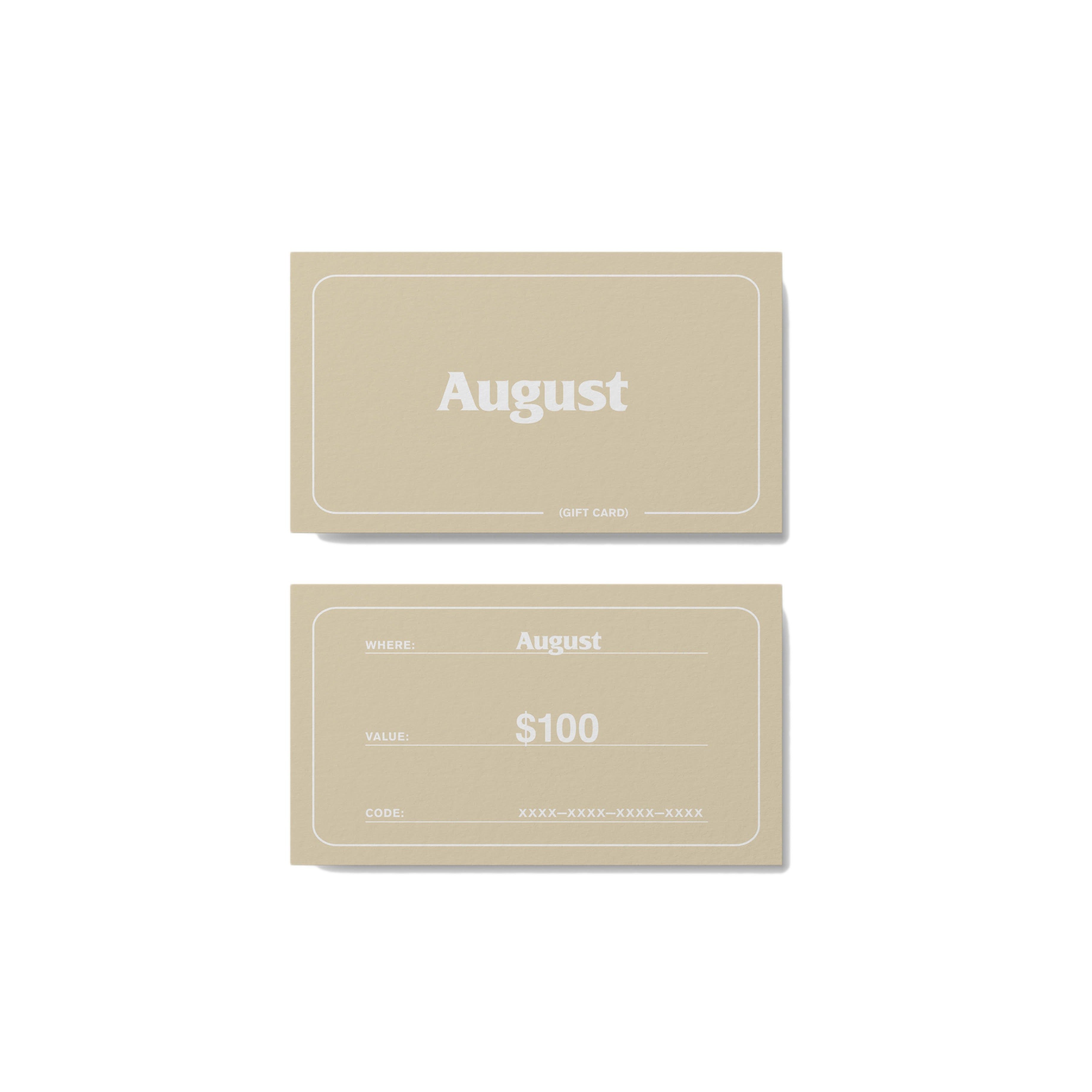 August Gift Card ($25 - $300) - August Shop