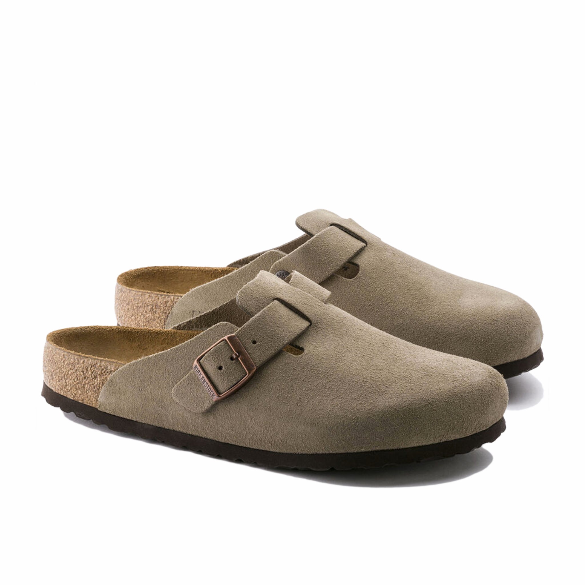 Birkenstock Unisex Boston Soft Footbed Suede Leather - Regular (Taupe) - August Shop