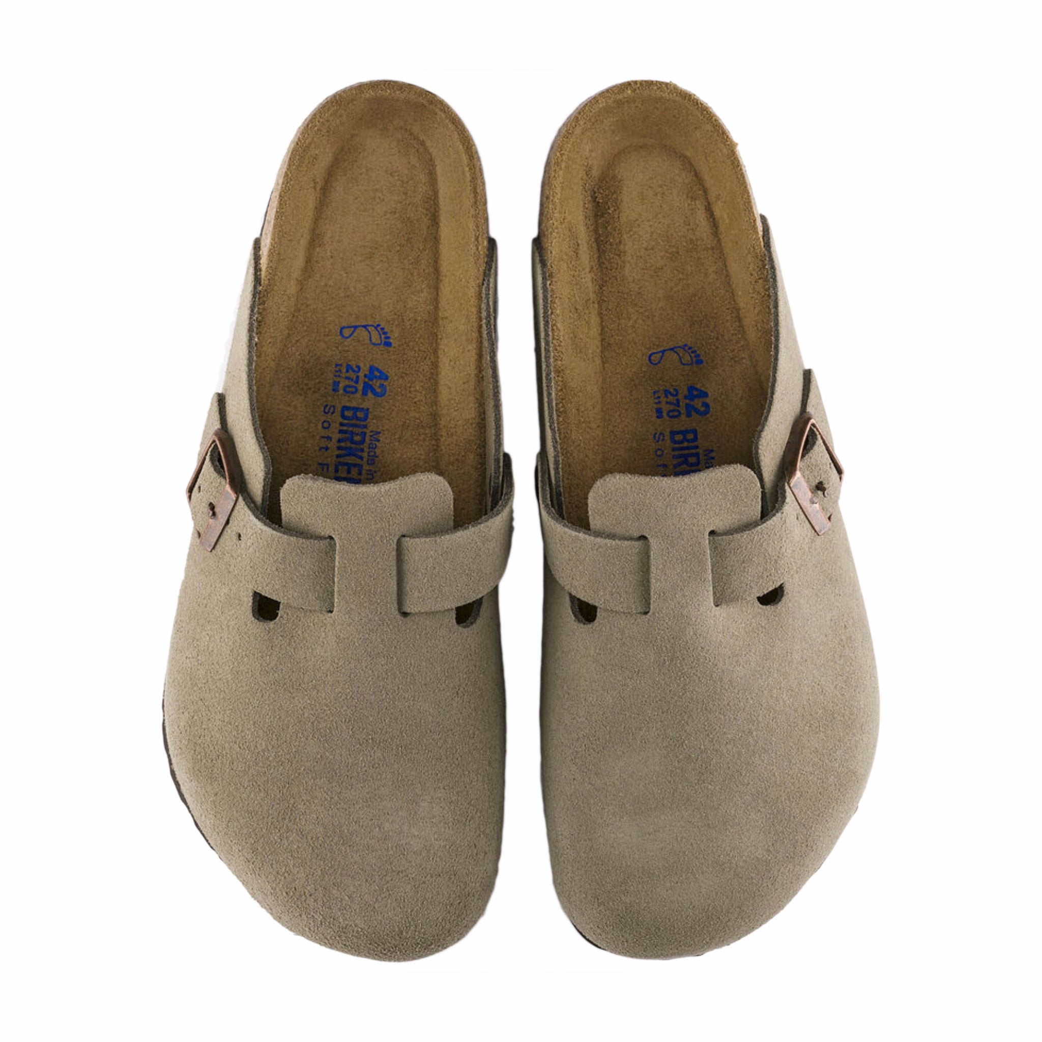 Birkenstock Unisex Boston Soft Footbed Suede Leather - Regular (Taupe) - August Shop