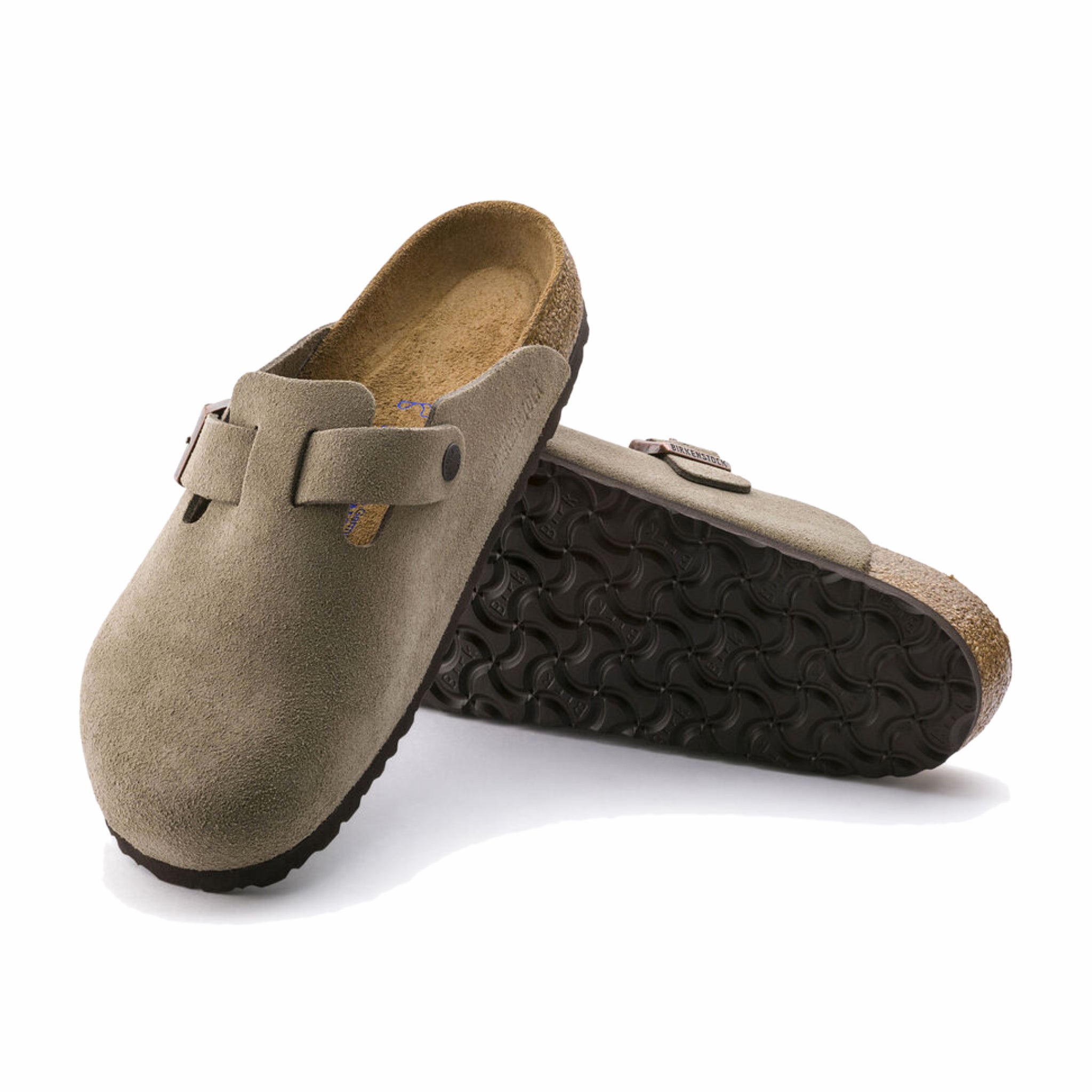 Birkenstock Unisex Boston Soft Footbed Suede Leather - Regular (Taupe) - August Shop