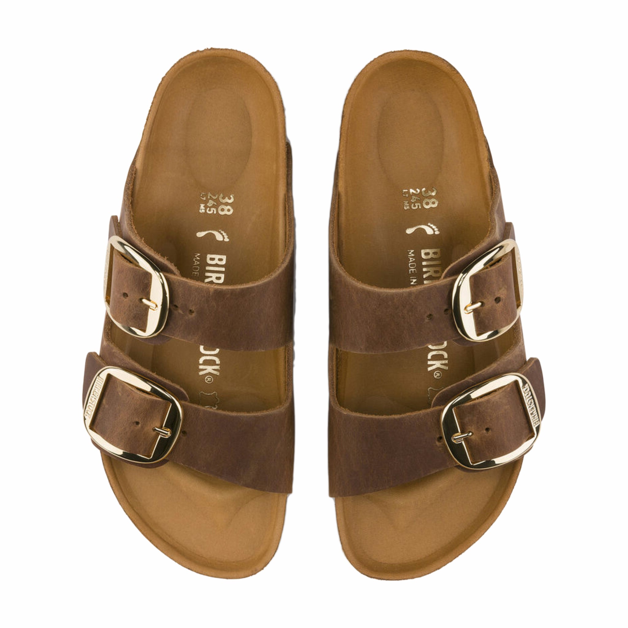 Birkenstock Women&#39;s Arizona Big Buckle Oiled Leather (Cognac) - August Shop