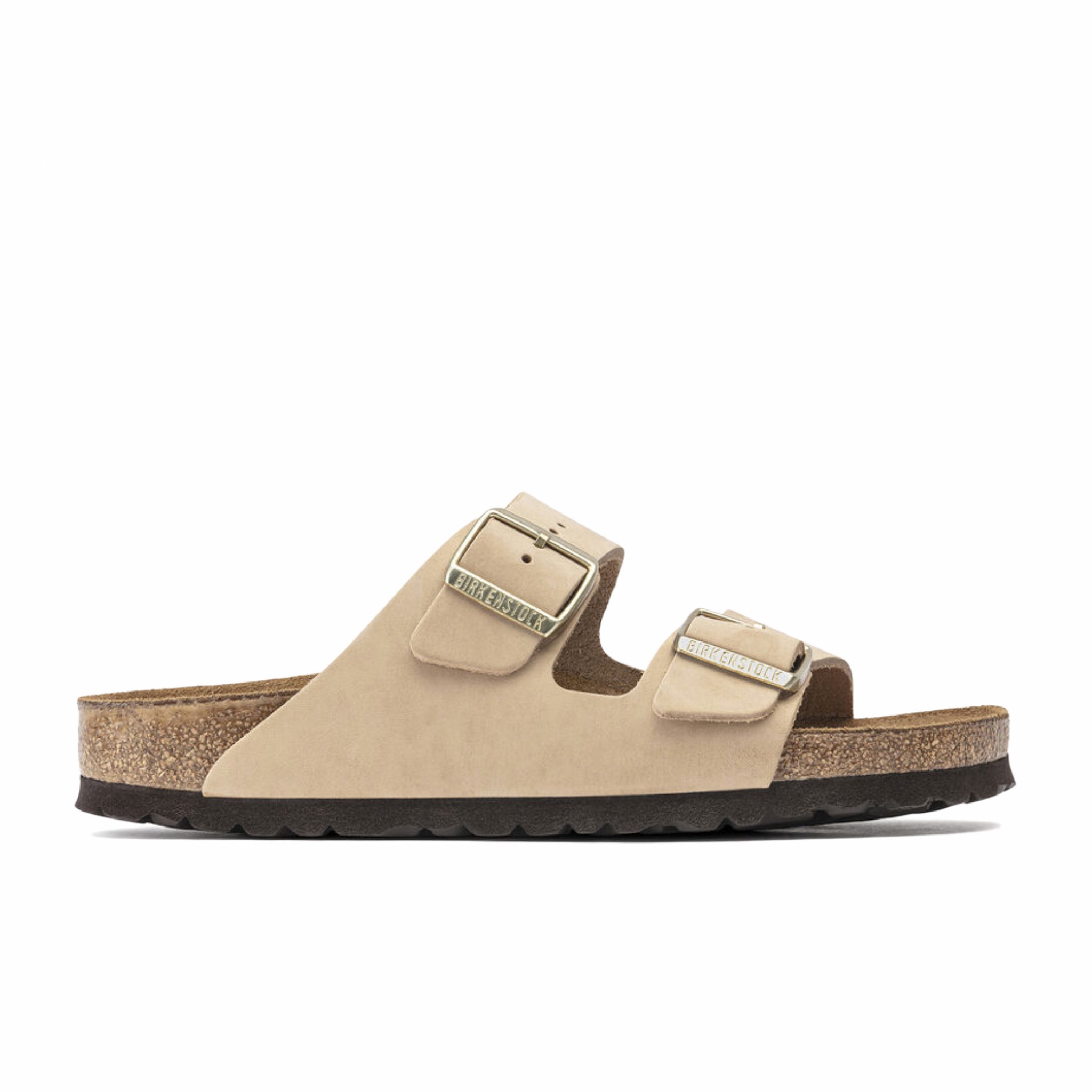 Birkenstock Women&#39;s Arizona Soft Footbed Nubuck Leather (Sandcastle) - August Shop