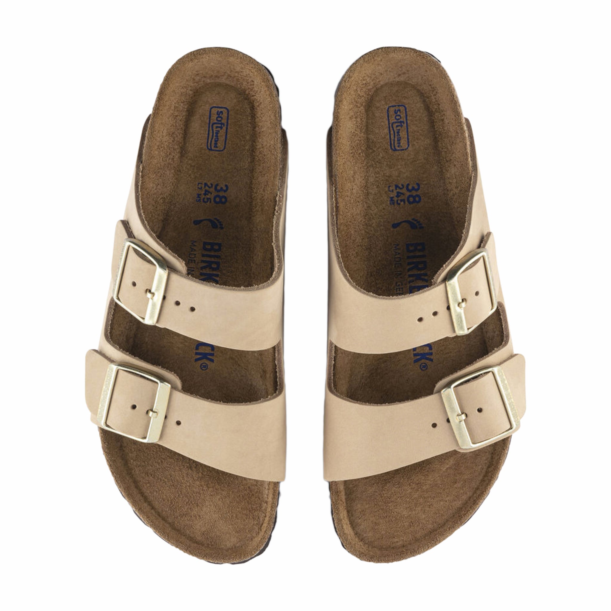 Birkenstock Women&#39;s Arizona Soft Footbed Nubuck Leather (Sandcastle) - August Shop