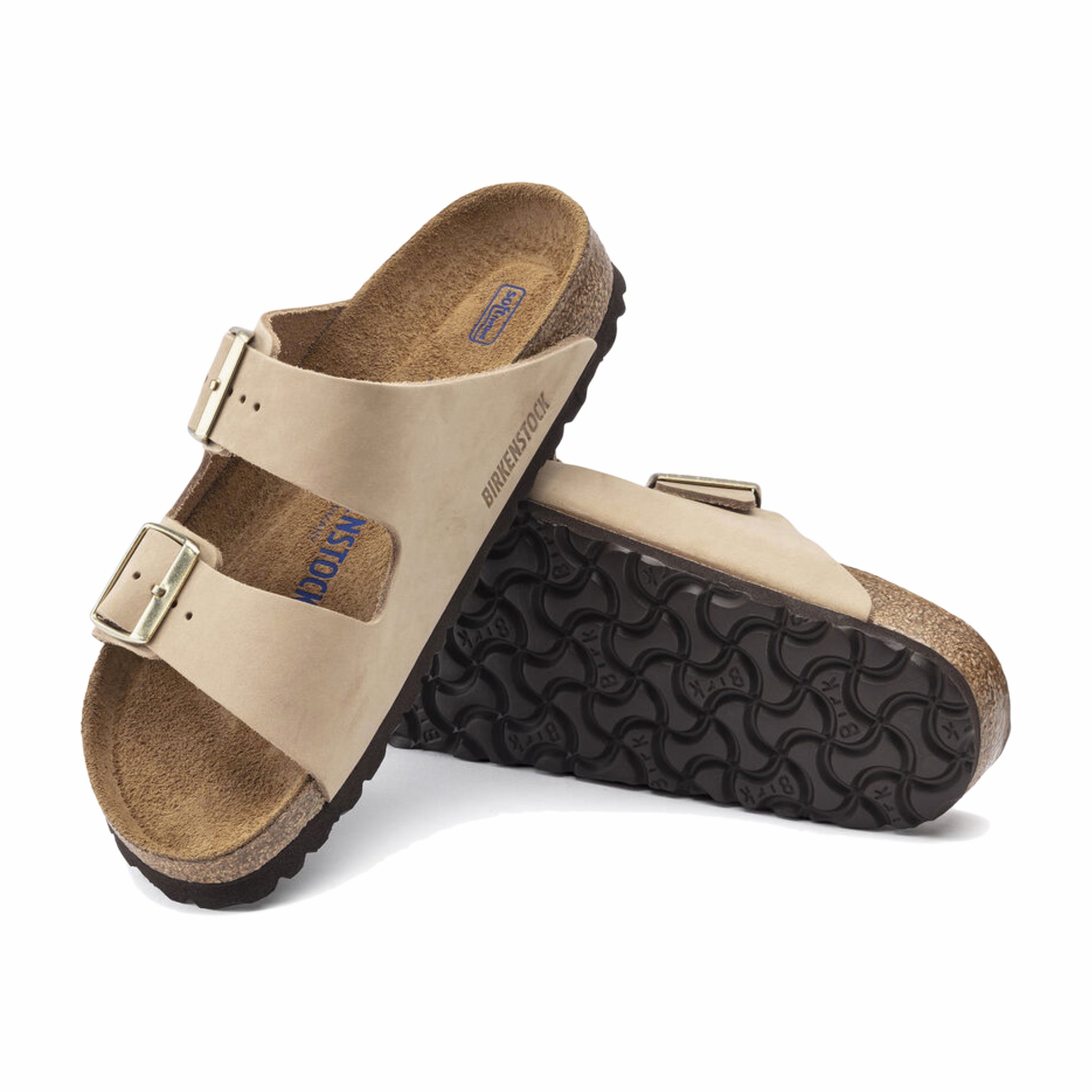 Birkenstock Women&#39;s Arizona Soft Footbed Nubuck Leather (Sandcastle) - August Shop