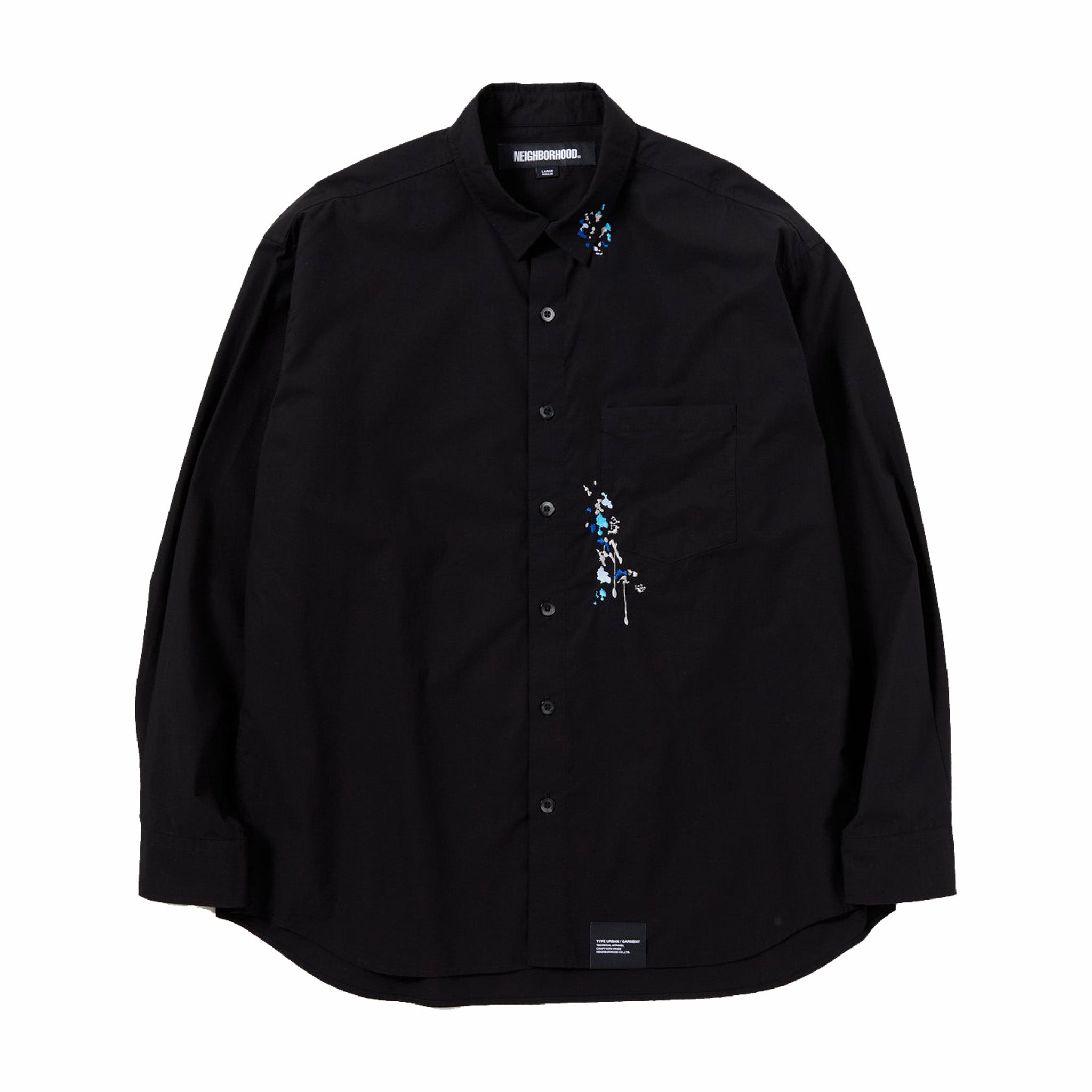 Neighborhood Drip Embroidery Shirt LS (Black) - August Shop