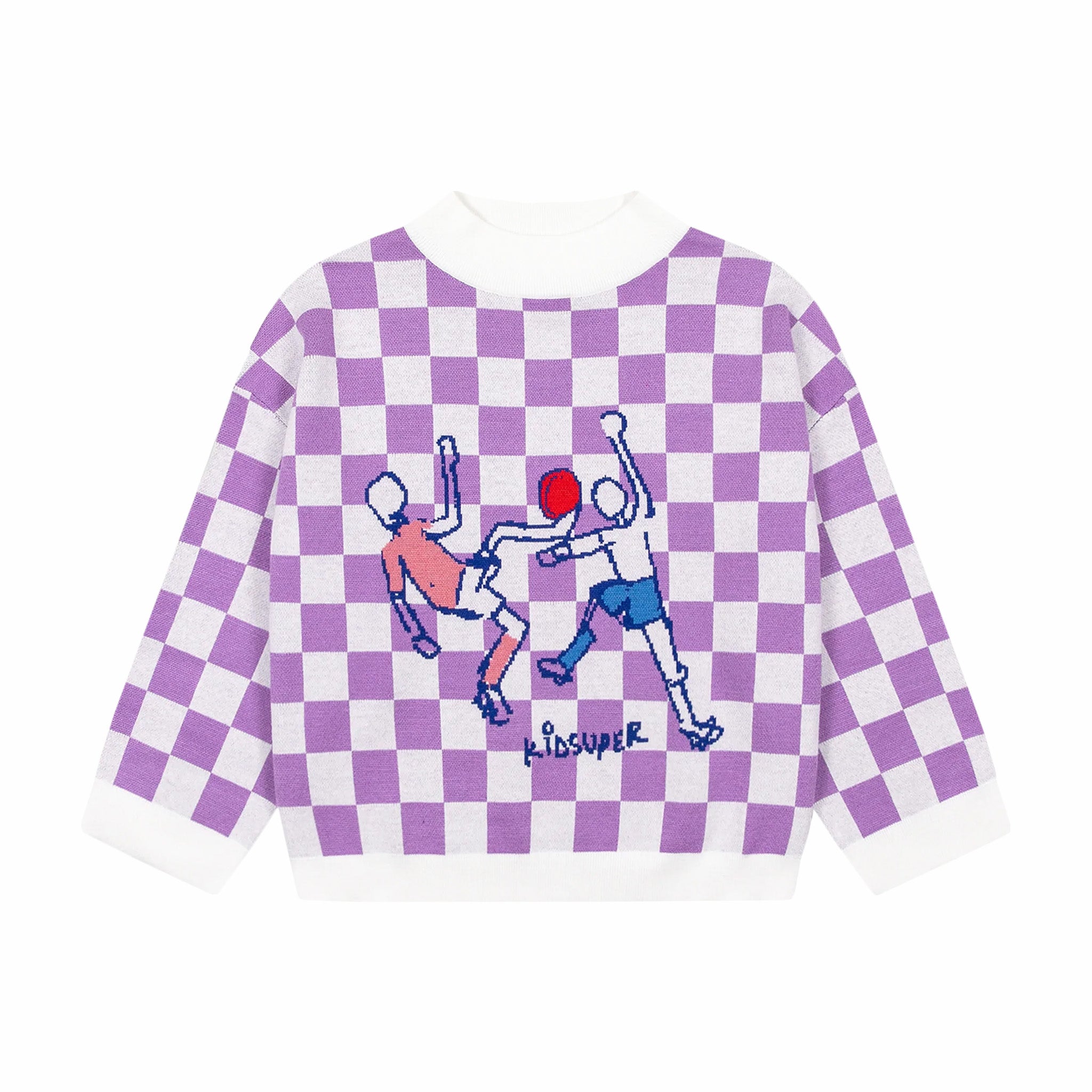 KidSuper Studios Checkered Soccer Sweater (Lavender) - August Shop
