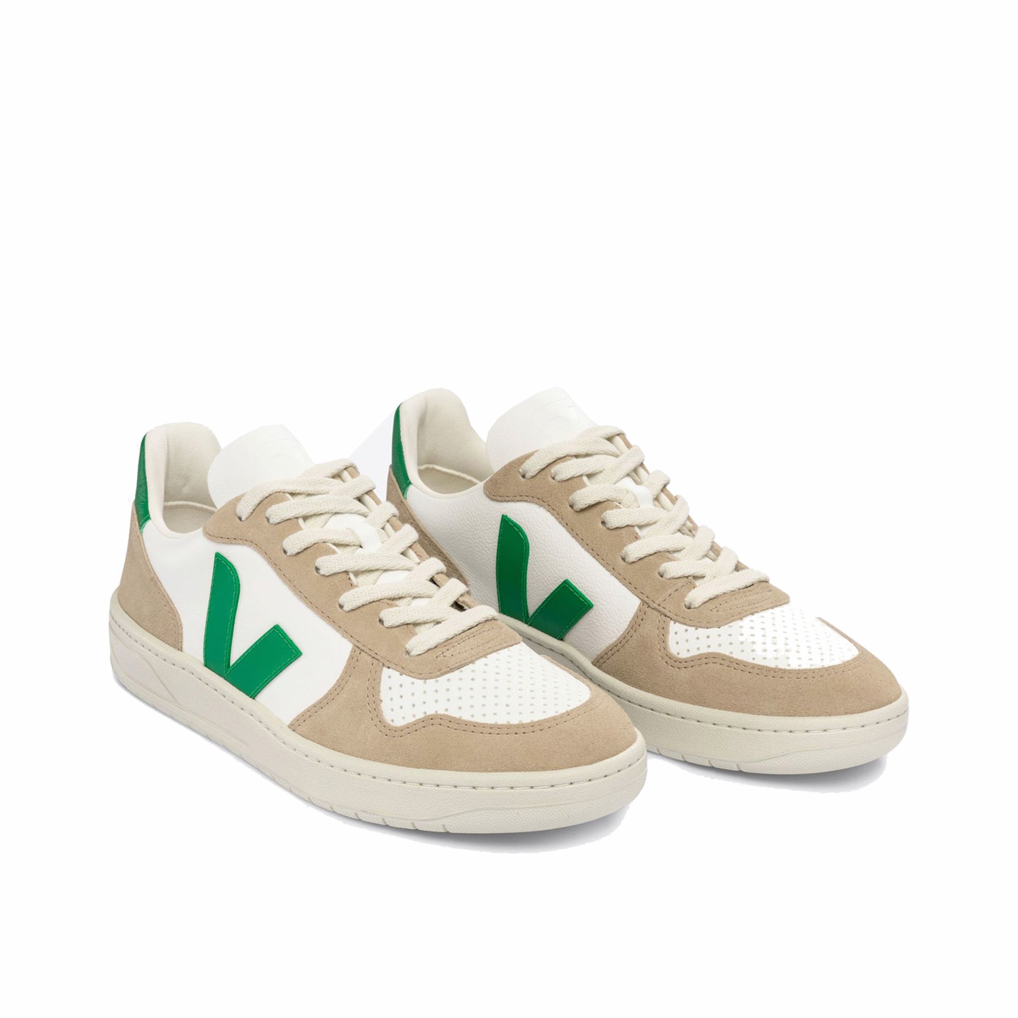 Veja Men’s V-10 Chromefree Leather (Extra White/Emeraude/Sahara) - August Shop