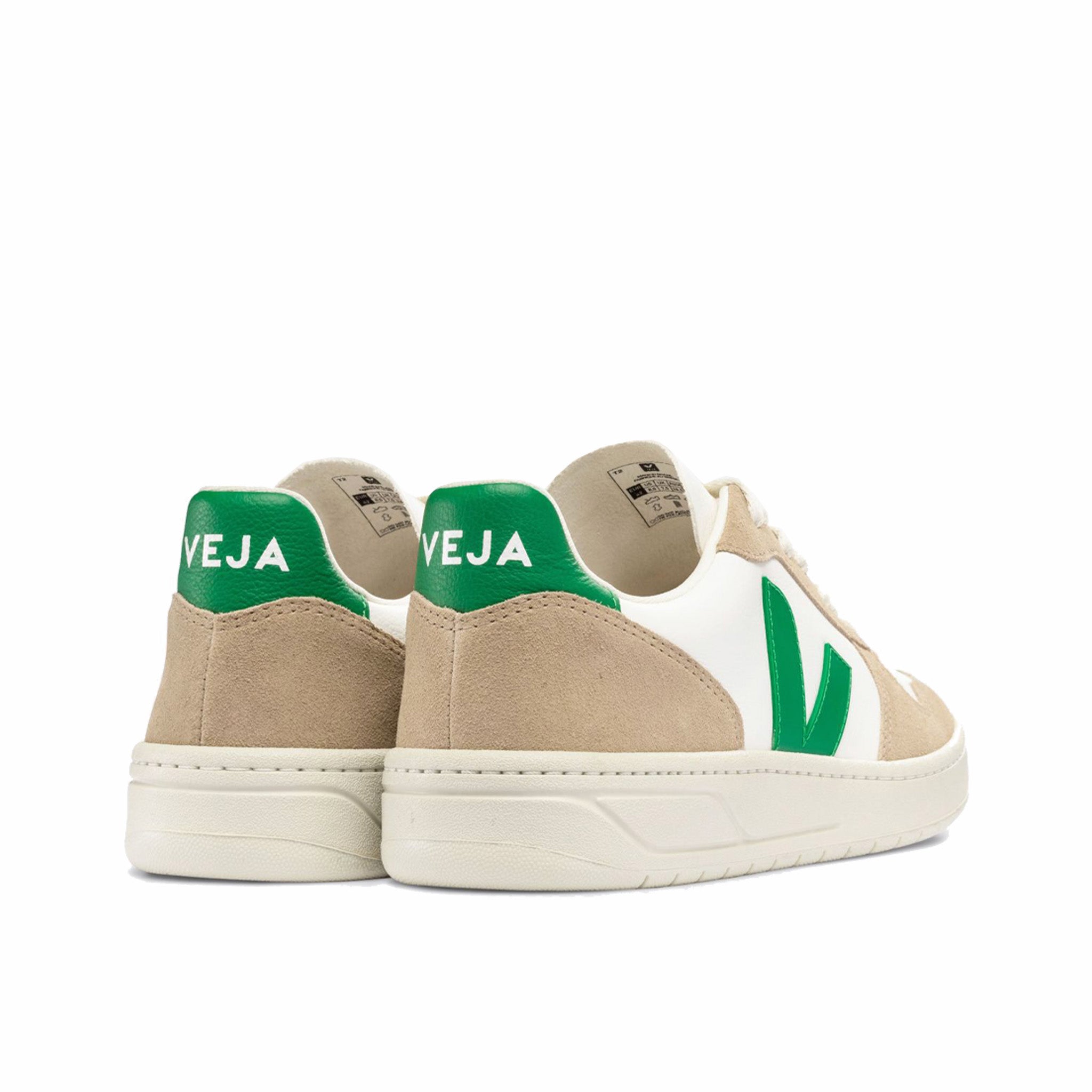 Veja Men’s V-10 Chromefree Leather (Extra White/Emeraude/Sahara) - August Shop