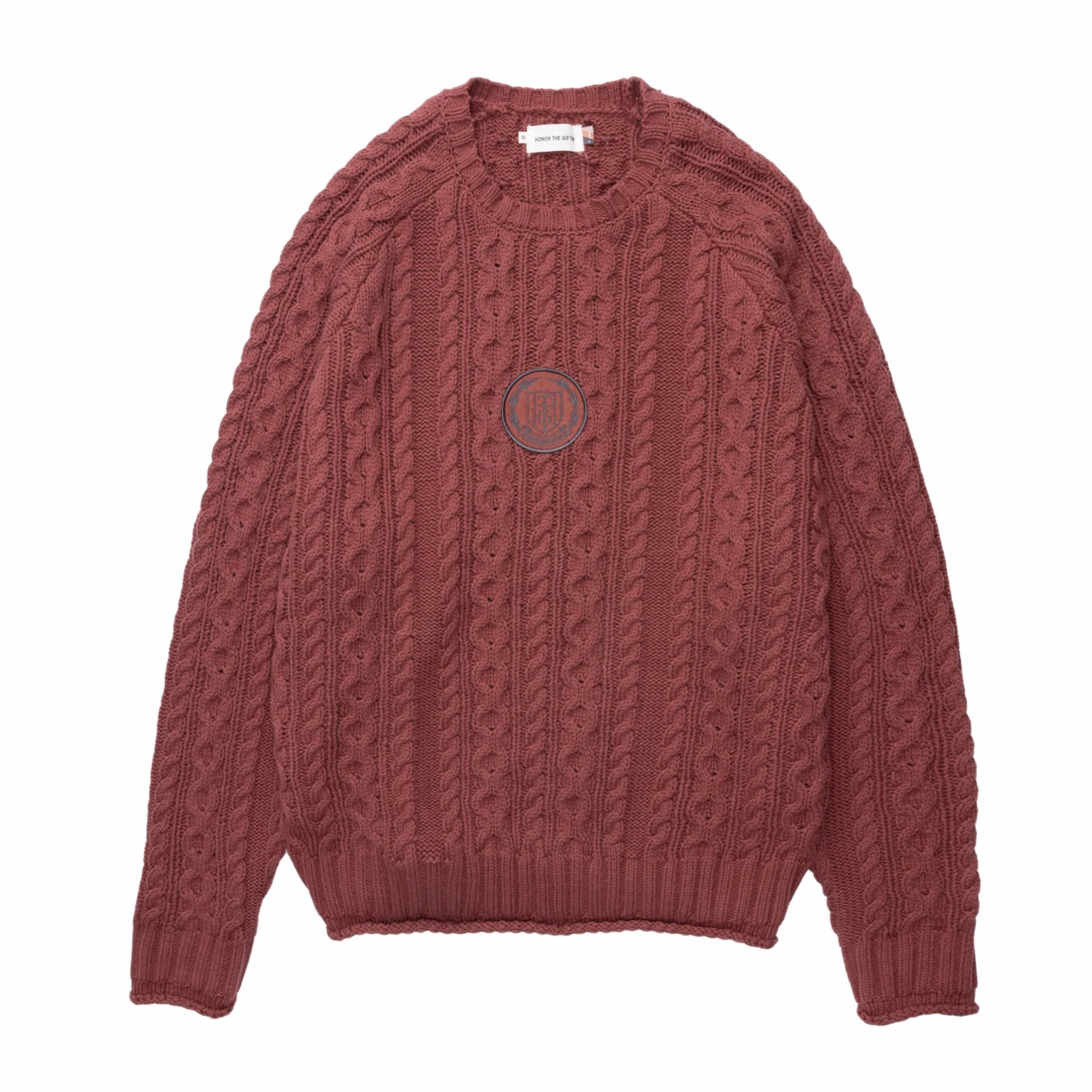 Honor The Gift Cable Knit Sweater (Maroon) - August Shop