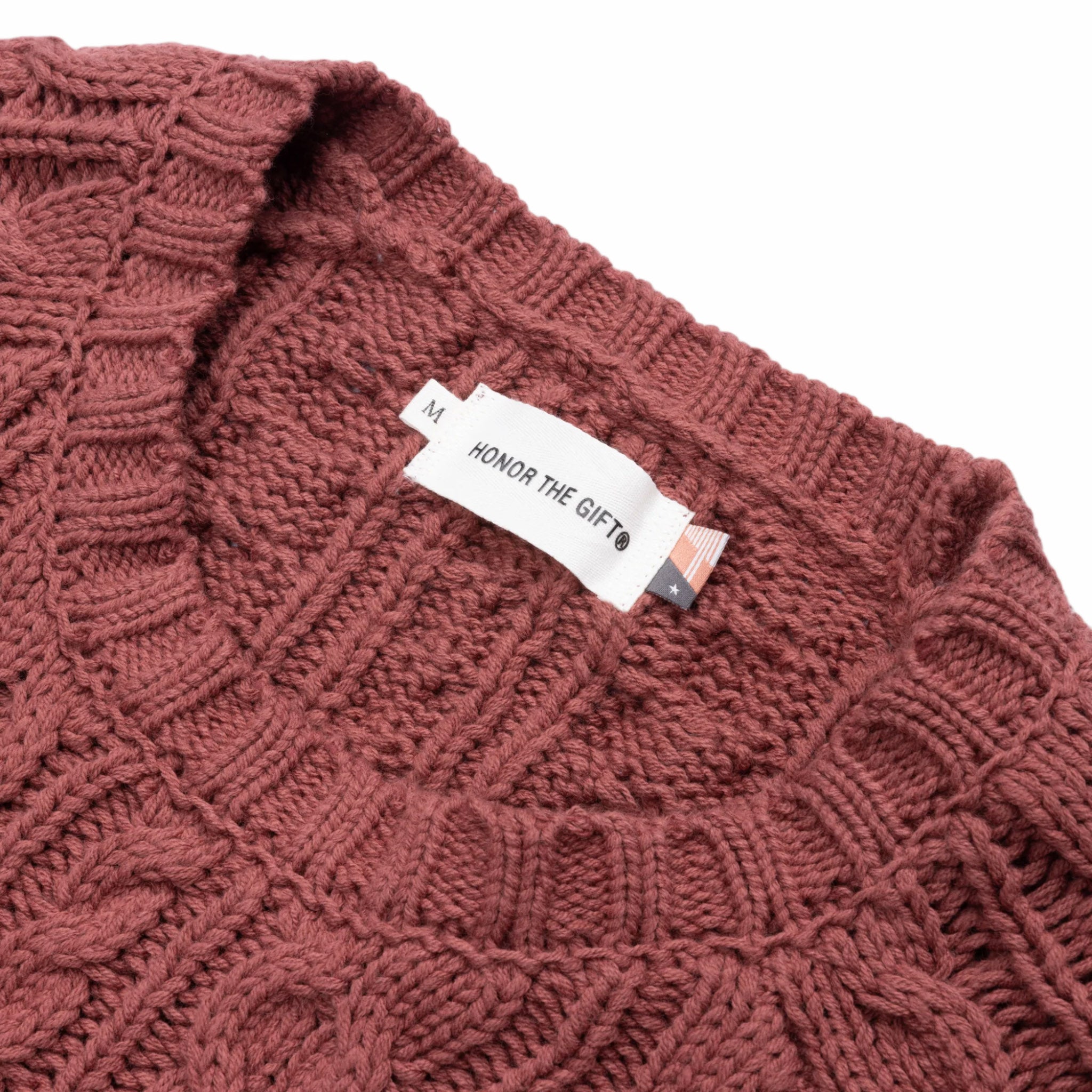Honor The Gift Cable Knit Sweater (Maroon) - August Shop