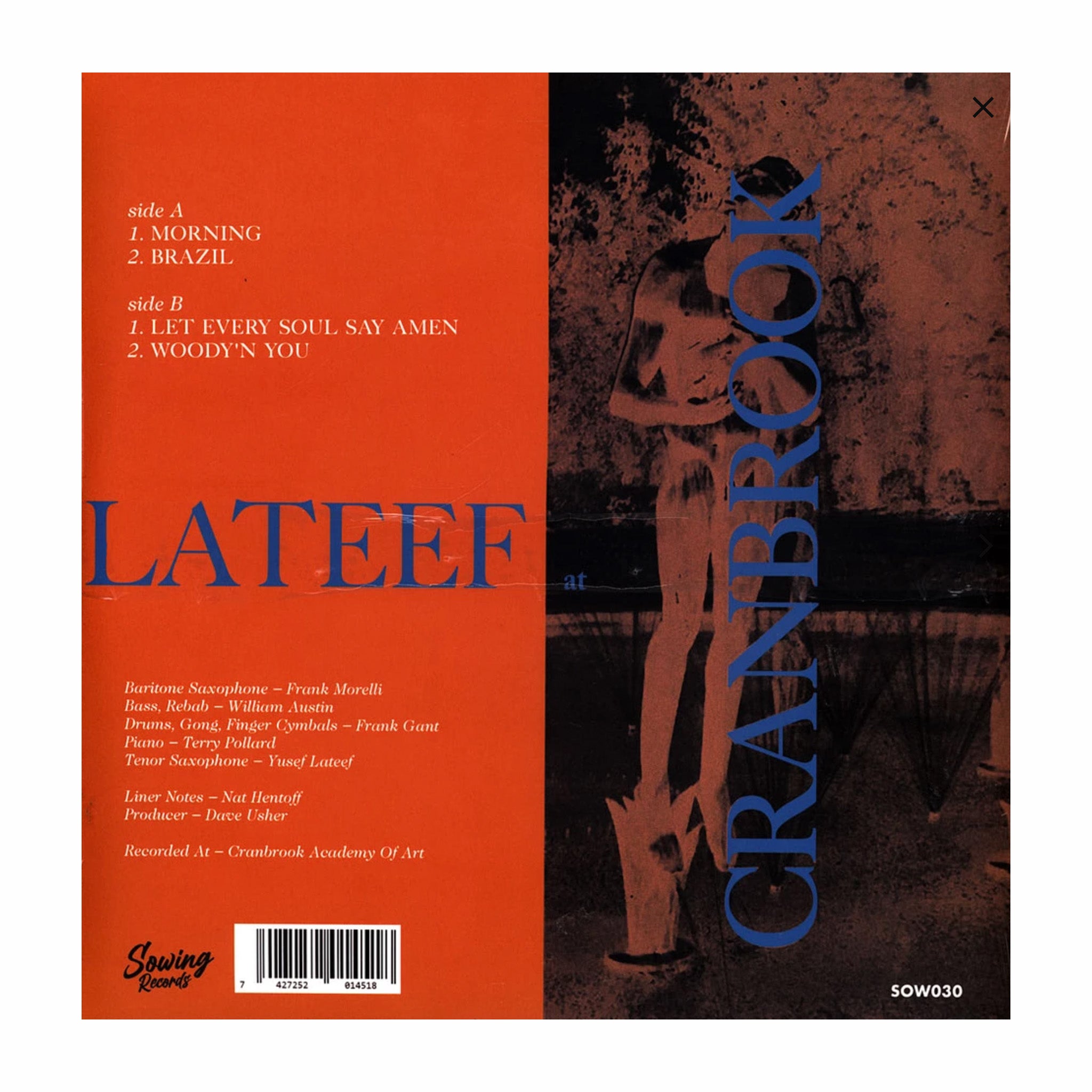 Yusef Lateef &quot;Lateef At Cranbrook&quot; (Clear Vinyl) LP - August Shop
