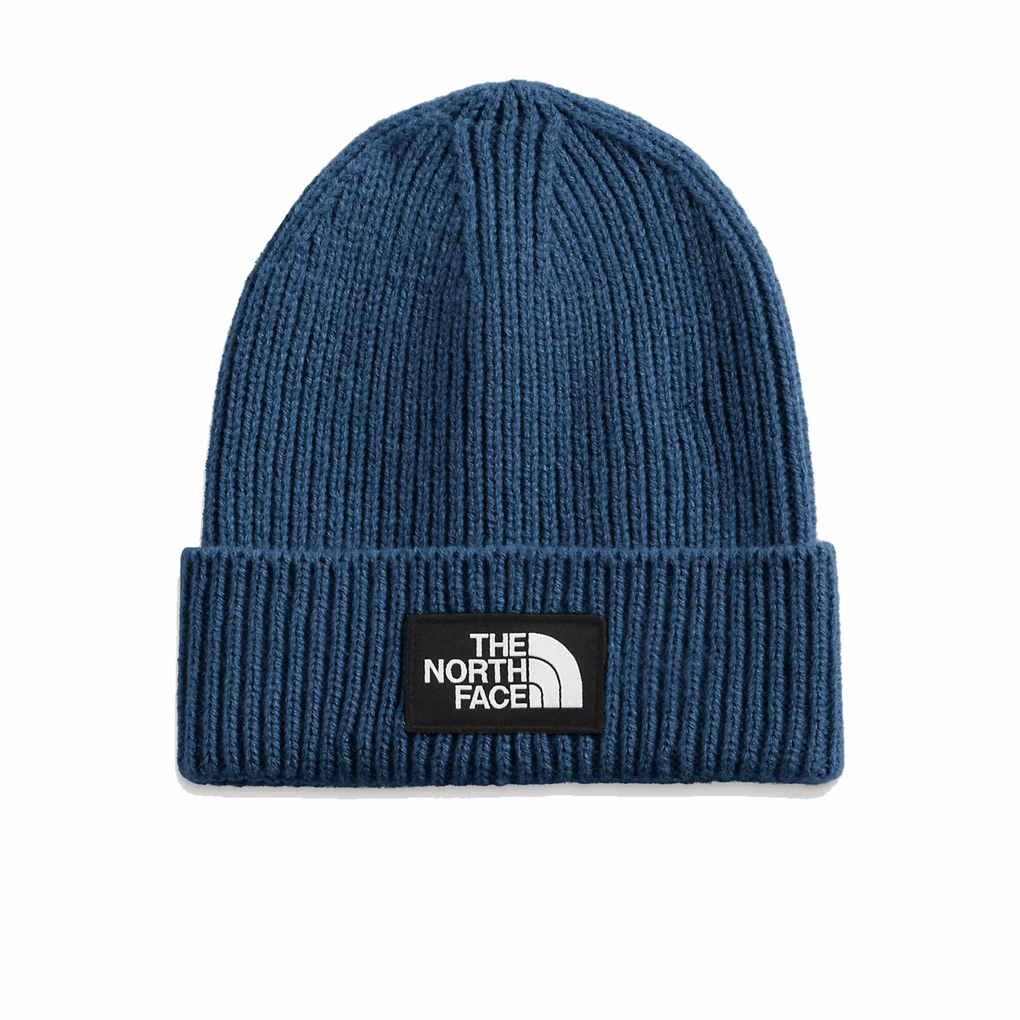 The North Face TNF Logo Box Cuffed Beanie (Shady Blue) - August Shop