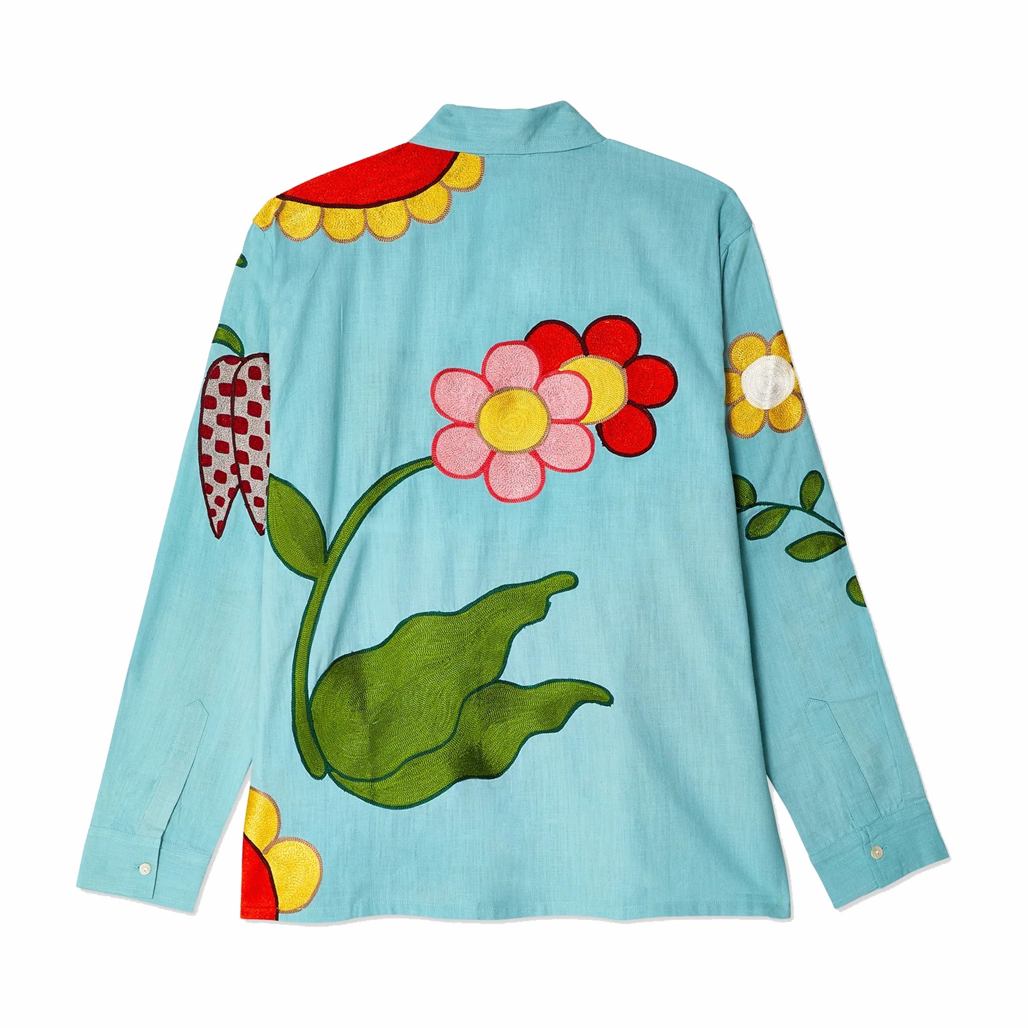 Sky High Farm Workwear Embroidered Flower Shirt (Light Blue) - August Shop