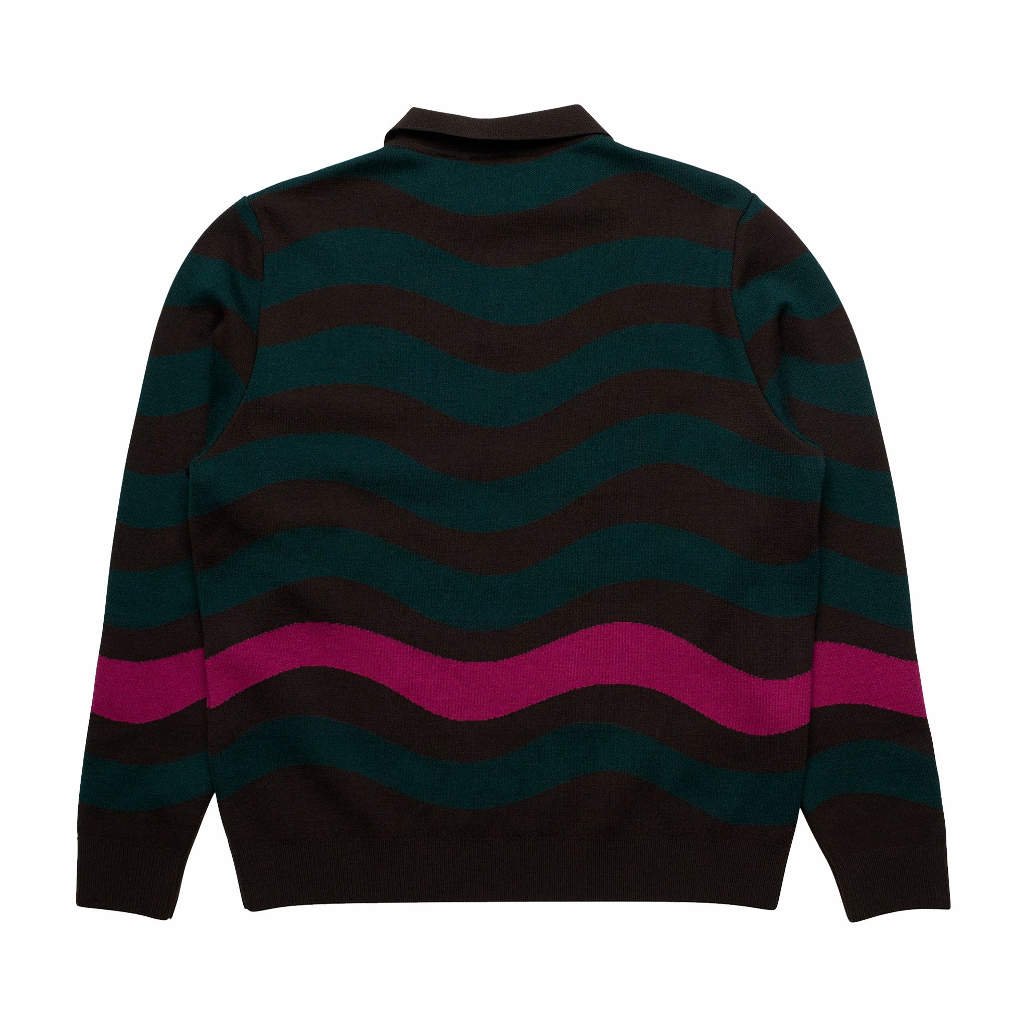 by Parra One Weird Wave Knitted Polo Shirt (Pine Green) - August Shop